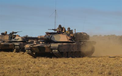 M1A1 Abrams, Australiska tank, 4k, moderna pansarfordon, Amerikanska stridsvagnar, Australien, M1 Abrams