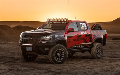 コロラドZR2, 2017, オフロードトラック, 4k, 砂漠, SUV, ラリー, シボレー