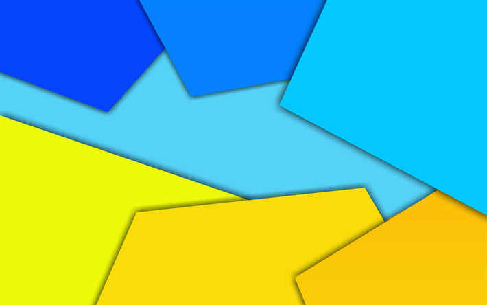 geometric abstraction, material design, yellow blue abstraction, geometric shapes