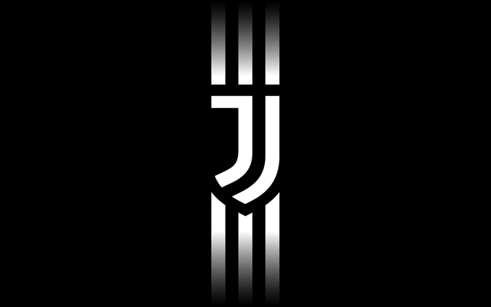 La Juventus, minimal, nouveau logo, fond noir, la Juve, la Serie A, le nouveau logo de la Juventus, la juve, le soccer, le logo de la Juve