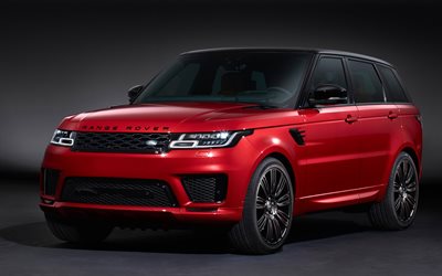 4k, el Range Rover Sport Autobiograf&#237;a de 2017, coches, rojo Range Rover Sport, el Suv, Land Rover