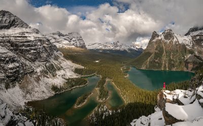 بحيرة O الحارة, بحيرة جبلية, الغابات, الجبال, المناظر الطبيعية الجبلية, كولومبيا البريطانية, يوهو الوطنية بارك, روكي الكندية, كندا