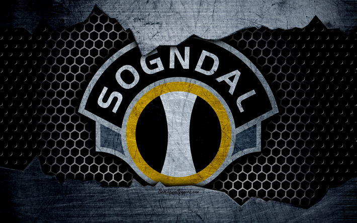 Sogndal, 4k, logo, Eliteserien, soccer, football club, Norway, grunge, metal texture, Sogndal FC