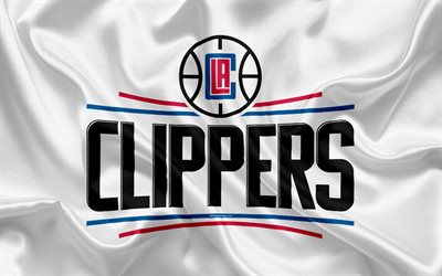 los angeles clippers basketball-club, nba, emblem, logo, usa, die national basketball association, seide-flag, basketball, los angeles, california, usa basketball league, pacific division