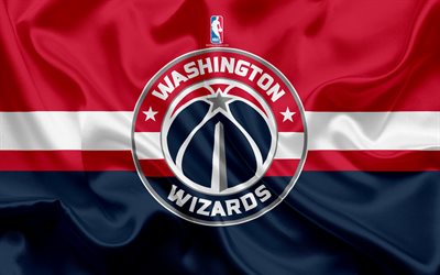 Washington Wizards, basketball club, NBA, emblem, logo, USA, National Basketball Association, silk flag, basketball, Washington, US basketball league, South East Division