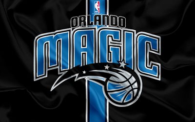 Orlando Magic, club de baloncesto, la NBA, emblema, logotipo, estados UNIDOS, la Asociaci&#243;n Nacional de Baloncesto, bandera de seda, de baloncesto, de Orlando, Florida, EEUU, de la liga de baloncesto, al Sur Oriente de la Divisi&#243;n de