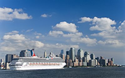 Karnaval Zafer, 4k, cruise gemisi, Hudson Nehri, New York, ABD