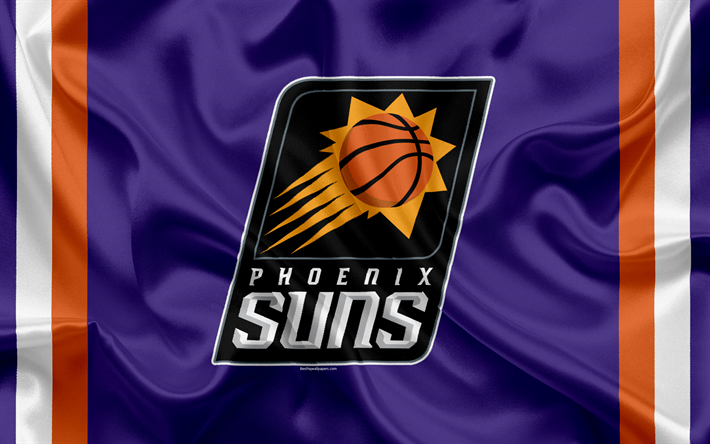 Phoenix Suns, Basket Club, NBA, emblema, logo, USA, la National Basketball Association, di Seta, di Bandiera, di Basket, di Phoenix, in Arizona, NOI della Lega Basket, Pacific Division