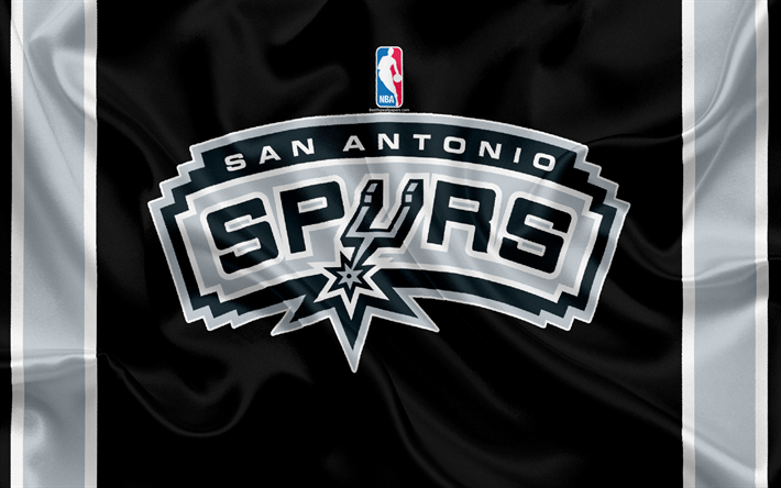 San Antonio Spurs, basketball club, NBA, emblem, new logo, USA, National Basketball Association, silk flag, basketball, San Antonio, Texas, USA basketball league, Southwest Division