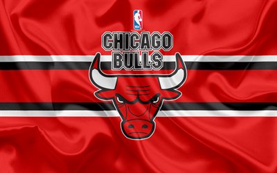 Chicago Bulls, basketball club, NBA, tunnus, uusi logo, USA, National Basketball Association, silkki lippu, koripallo, Chicago, Illinois, YHDYSVALTAIN koripalloliiga, Keski Division