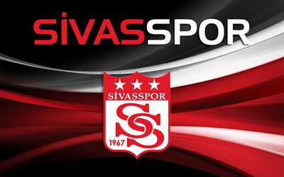 Sivasspor FC, fan art, logo, Super Lig, Turkish football club, abstract waves, football, soccer, Sivasspor, Sivas, Turkey