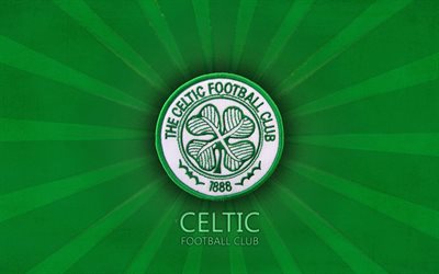 El Celtic FC, el tejido, logotipo, Scottish Premiership, m&#237;nimo, de f&#250;tbol, de Escocia, fan art, fondo verde, emblema de Escocia Campeonato de F&#250;tbol