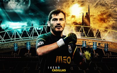 Iker Casillas, fan art, goalkeeper, Porto FC, Primeira Liga, Casillas, football stars, soccer, spanish footballers
