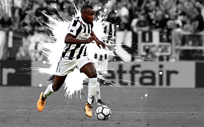 Blaise Matuidi, 4k, art, Juventus FC, midfielder, french football player, white splashes of paint, grunge art, Serie A, Italy, football