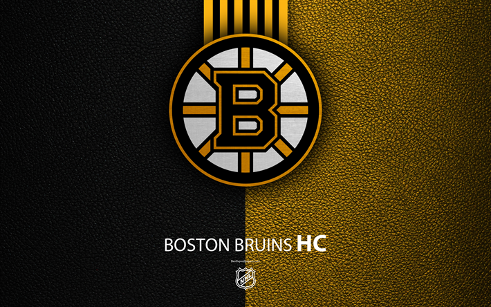 Les Bruins de Boston, HC, 4K, l&#39;&#233;quipe de hockey de la LNH, le cuir de texture, le logo, l&#39;embl&#232;me, la Ligue Nationale de Hockey, Boston, Massachusetts, etats-unis, hockey sur glace, Conf&#233;rence est, Division de l&#39;Atlantique
