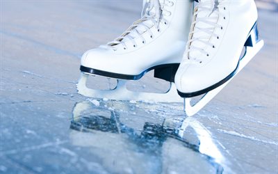ice skating, ice stadium, white women&#39;s ice skates, ice