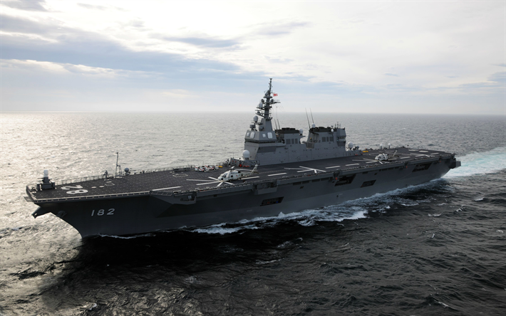 JS İMKB, DDH-182, 4k, Japon savaş gemisi, helikopter taşıyıcı, Japon Donanması, Hyuga sınıfı, JMSDF, U&#231;ak gemisi