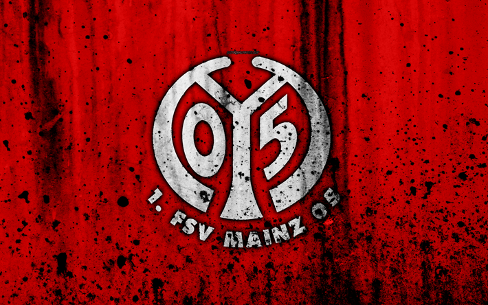 FC Mainz 05, 4k, logo, Bundesliiga, kivi rakenne, Saksa, Mainz 05, jalkapallo, football club, Mainz 05 FC