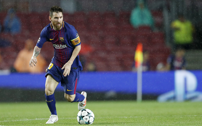 Lionel Messi, 4K, Arjantinli futbolcu, Barcelona, Katalonya, İspanya, futbol, UEFA, Leo Messi
