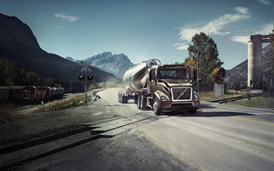 Volvo VNR, 4k, 2017 trucks, semi truck, Volvo VNR 300, railway, new Volvo VNR, Volvo