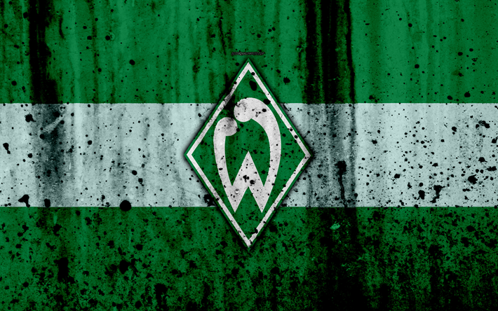 FC Werder Bremen, 4k, logo, Bundesliga, stone texture, Germany, Werder Bremen, soccer, football club, Werder Bremen FC