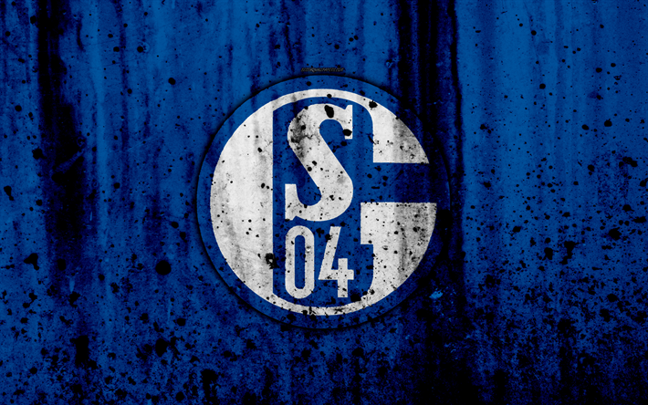 FCシャルケ04, 4k, ロゴ, ブンデスリーガ, 石質感, ドイツ, Schalke04, サッカー, サッカークラブ, Schalke04FC
