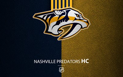 Nashville Predators, HC, 4K, squadra di hockey, NHL, grana di pelle, logo, stemma, National Hockey League, Nashville, Tennessee, USA, hockey, la Western Conference, Divisione Centrale