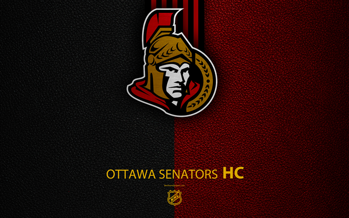 ottawa senators, hc, 4k, kanadischen eishockey-team, nhl, leder textur, logo, emblem, national hockey league, ottawa, ontario, kanada, usa, hockey, eastern conference, atlantic division