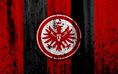 FC Eintracht, 4k, logotyp, Bundesliga, sten struktur, Tyskland, Eintracht, fotboll, football club, Eintracht FC