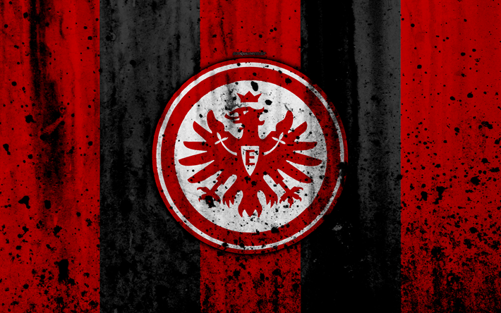 FC Eintracht, 4k, logo, Bundesliga, stone texture, Germany, Eintracht, soccer, football club, Eintracht FC