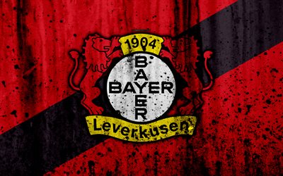 FC Bayer 04: N Leverkusen, 4k, logo, Bundesliiga, kivi rakenne, Saksa, Bayer On 04 Leverkusen, jalkapallo, football club, Bayer 04 ja FC Leverkusen