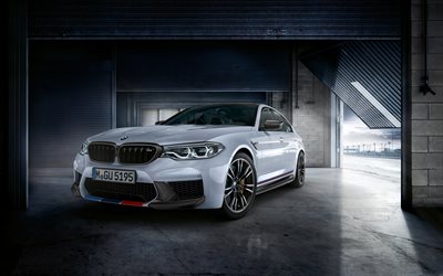 BMW M5, F90, garage, 2018 auto, M Performance, ottimizzazione, la nuova m5, 4k, auto tedesche, BMW