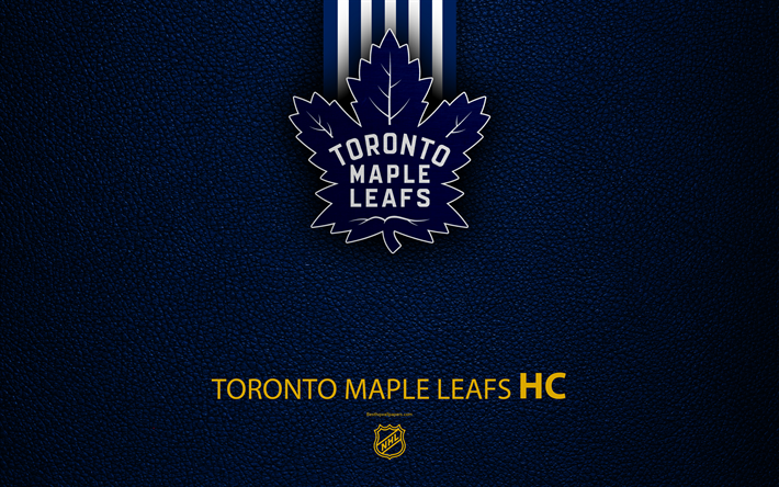 Toronto Maple Leafs, HC, 4K, hockey team, NHL, leather texture, logo, emblem, National Hockey League, Toronto, Ontario, Canada, USA, hockey, Eastern Conference, Atlantic Division