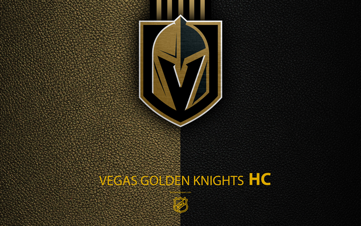 Vegas Golden Knights, HC, 4K, hockey team, NHL, leather texture, logo, emblem, National Hockey League, Las Vegas, Nevada, USA, hockey, Western Conference, Pacific Division