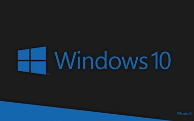 4k, Windows 10, grille, logo, fond noir, le logo Windows, Microsoft