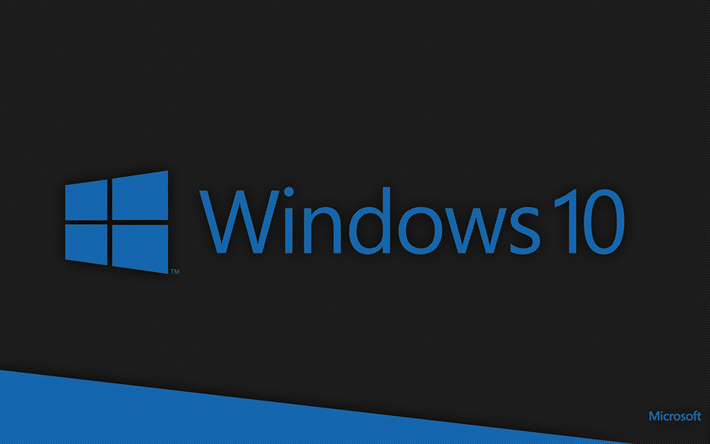 4k, Windows 10, grade, logo, fundo escuro, Logotipo do Windows, Microsoft