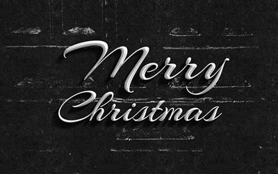 Merry Christmas, retro typography, creative, gray background, xmas decoration, Merry Xmas