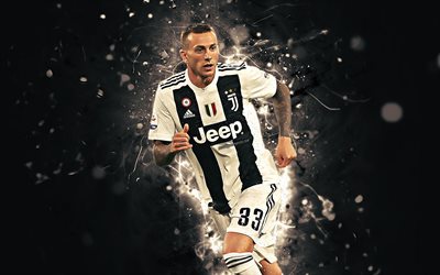 Federico Bernardeschi, Juve, midfielder, italian footballers, soccer, Serie A, Bernardeschi, match, Juventus FC, neon lights, Bianconeri