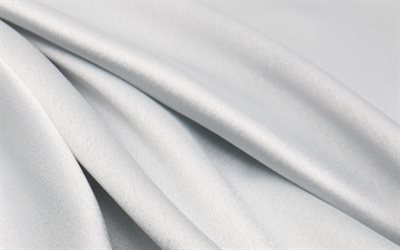 valkoinen silkki tekstuuri, 4k, kangas, valkoinen kangas rakenne, silkki