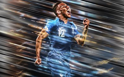 Corentin Tolisso, 4k, creative art, blades style, France national football team, midfielder, French footballer, France, blue creative background, football, Tolisso