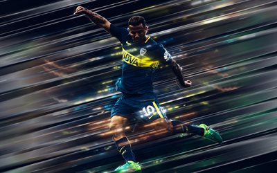 Edwin Cardona, 4k, creative art, blades style, Boca Juniors, Colombian footballer, Argentina, blue creative background, football, Edwin Andres Cardona Bedoya