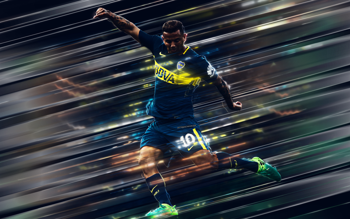 Edwin Cardona, 4k, creative art, ter&#228;t tyyli, Boca Juniors, Kolumbialainen jalkapalloilija, Argentiina, sininen luova tausta, jalkapallo, Edwin Andres Cardona Bedoya