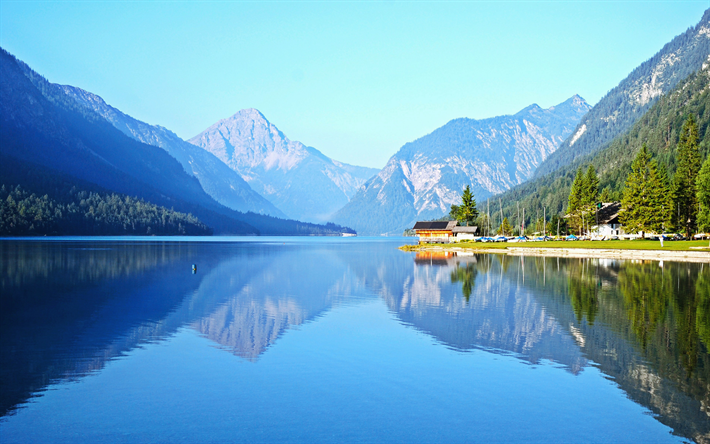 Lago Plansee, HDR, estate, montagna, Europa, Tirolo, Austria