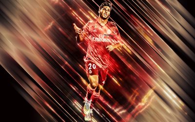 Marco Asensio, Real Madrid, Spanish football player, midfielder, red uniform, creative art, La Liga, Spain, famous football players