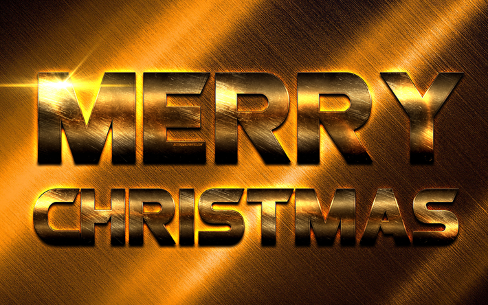 frohe weihnachten, kunst, goldene aufschrift, silvester, weihnachten, golden iron hintergrund, gold-stahl-buchstaben