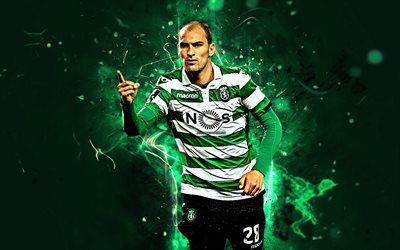 Bas Dost, goal, dutch footballers, Sporting FC, forward, soccer, Dost, Primeira Liga, footballers, neon lights, Sporting SP