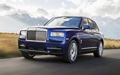 Rolls-Royce Cullinan, road, 2018 cars, blue Cullinan, luxury cars, SUVs, Rolls-Royce