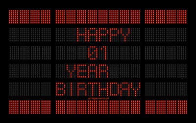 1 &#176; buon Compleanno, digital scoreboard, Felice 1 Anno, Compleanno, arte digitale, 1 Anno di Compleanno, rosso, tabellone, lampadine, Felice 1 &#176; Compleanno, sfondo scoreboard
