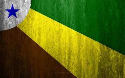 Bandera de Parauapebas, 4k, piedra de fondo, ciudad Brasile&#241;a, grunge bandera, Parauapebas, Brasil, Parauapebas bandera de grunge de arte, la piedra de la textura, las banderas de las ciudades de brasil