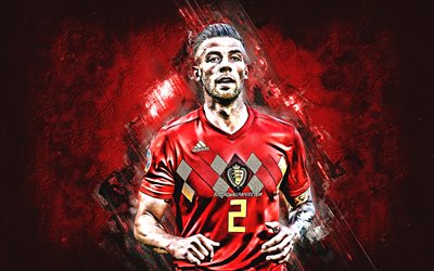 Toby Alderweireld, Belgio, squadra nazionale di calcio, ritratto, Belga calciatore professionista, portrait, rosso pietra sfondo, calcio